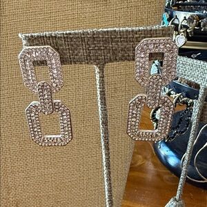 Park Lane Silver Pave Double-Link Drop Earrings